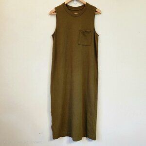 Everlane The Weekend Tank Dress Green Organic Cotton Midi Slvless Women M Chic